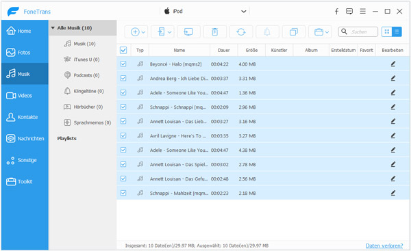 iPod Musik auswählen