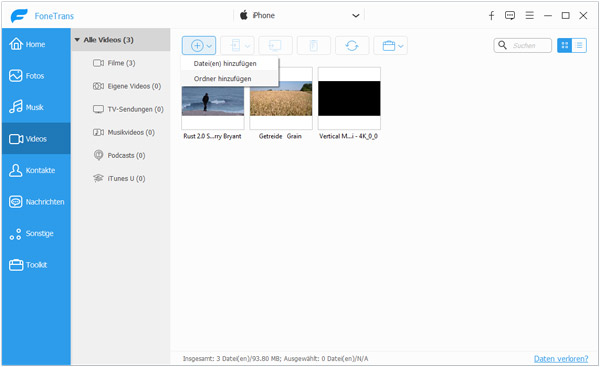 MP4 Video auf iPhone hinzufügen