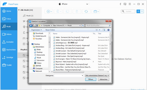 Wiedergabeliste vom Computer auf iPhone übertragen