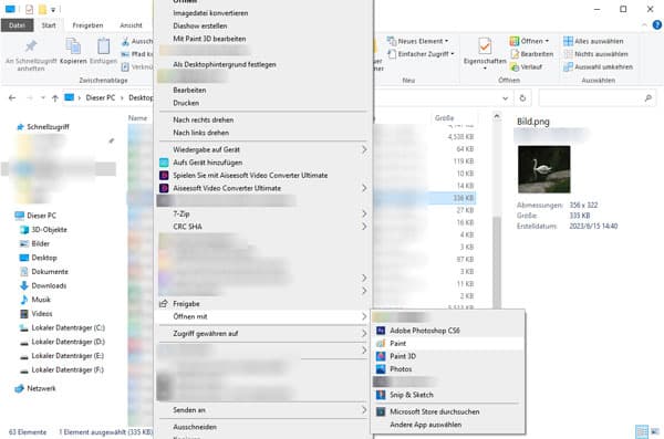 Bild mit Paint öffnen