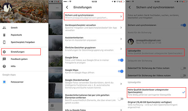 kostenlosen unbegrenzten Speicherplatz in Google Fotos erhalten