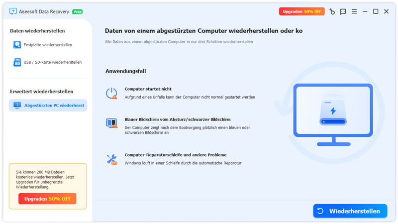 Daten aus abgestütztem PC wiederherstellen