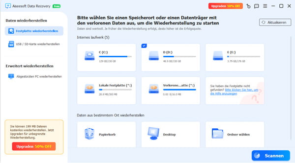 Free Data Recovery starten