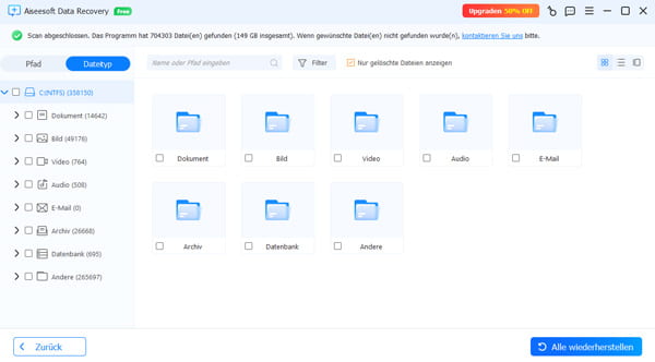 Gelöschte Dateien anzeigen