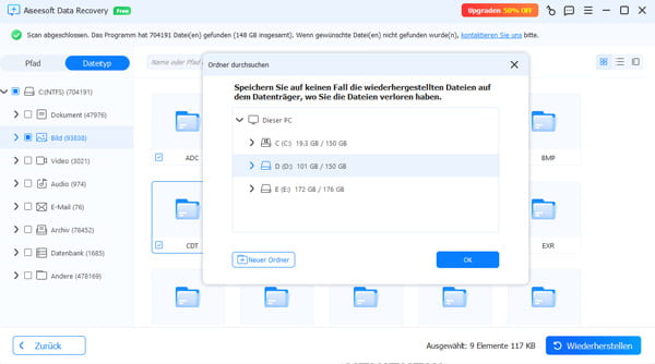 Speicherort auswählen