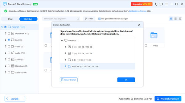 USB-Daten im Ordner speichern