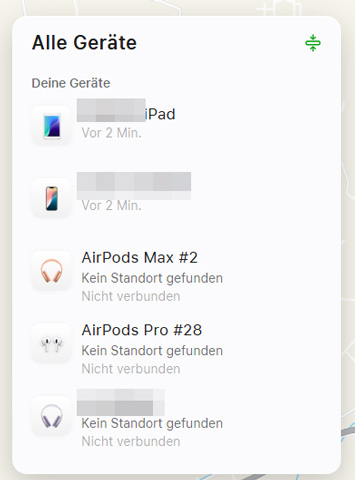 Alle Geräte in der iCloud anzeigen