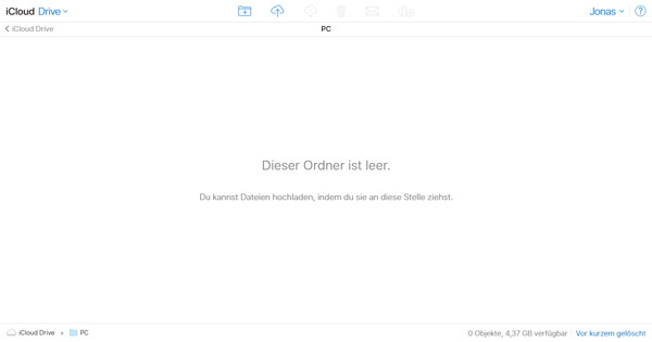 Dateien vom PC auf iCloud Drive hochladen