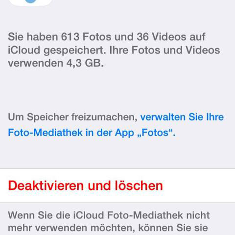 iCloud-Fotomediathek auf iPhone löschen