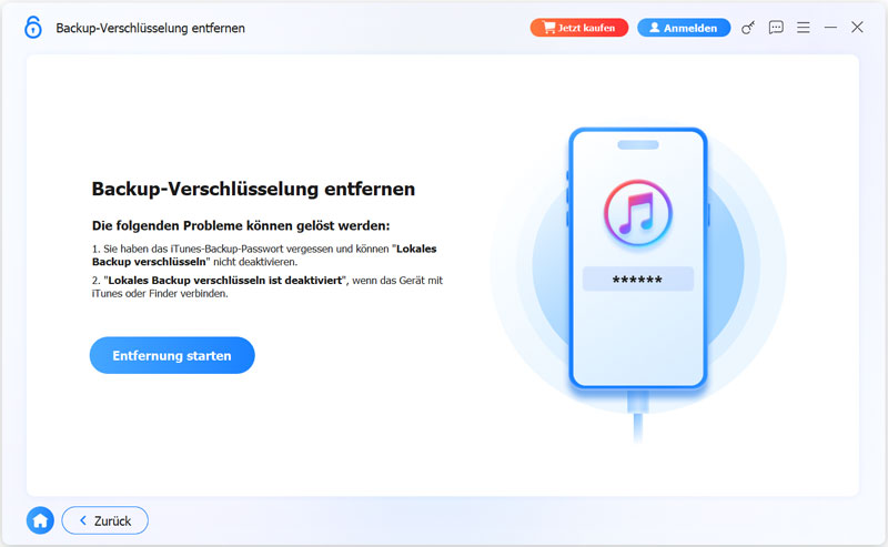 Verschlüsselungseinstellungen entfernen