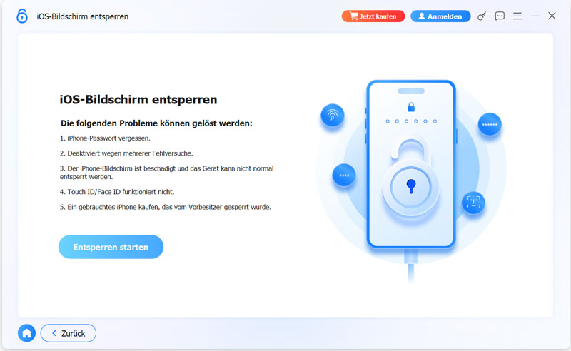 iOS Bildschirm entsperren starten