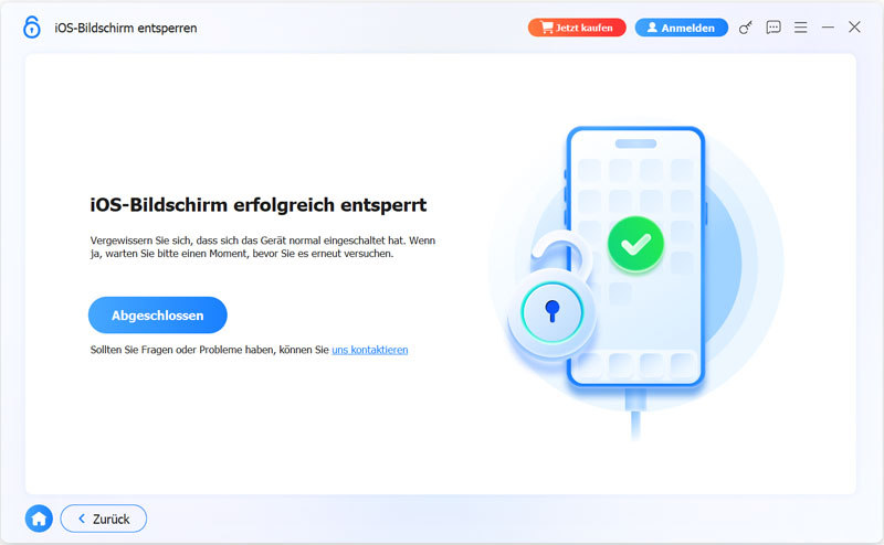 iOS-Bildschirmsperre erfolgreich entfernt