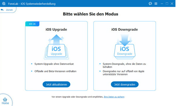OS Upgrade oder Downgrade
