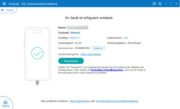 Geräteinformationen bestätigen