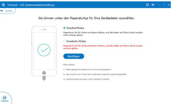 Reparaturtyp auswählen