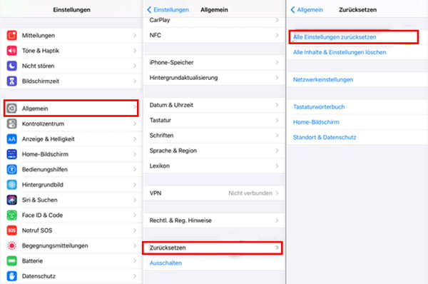 Alle Einstellungen auf iPhone zurücksetzen