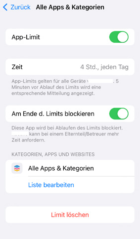 'Am Ende des Limits blockieren' aktivieren