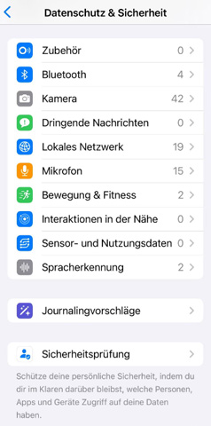 App-Berechtigungen überprüfen