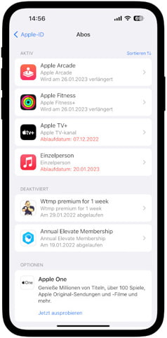Apple-ID Abonnements überprüfen
