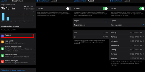Auszeit auf iPhone festlegen
