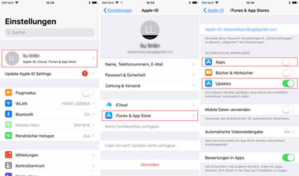 Automatische Downloads von Apps und Updates deaktivieren