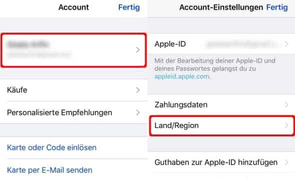 Das Land im App Store ändern
