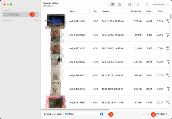 Digitale Bilder starten