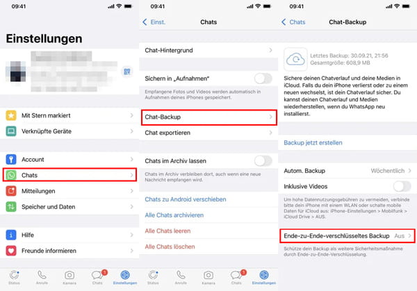 Ende-zu-Ende-verschlüsseltes Backup auf iPhone deaktivieren