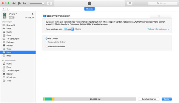 iPhone Fotos auf Mac übertragen durch iTunes
