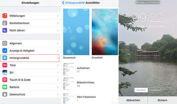 Hintergrundbild einrichten