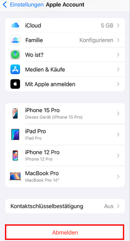 iCloud auf iPhone abmelden
