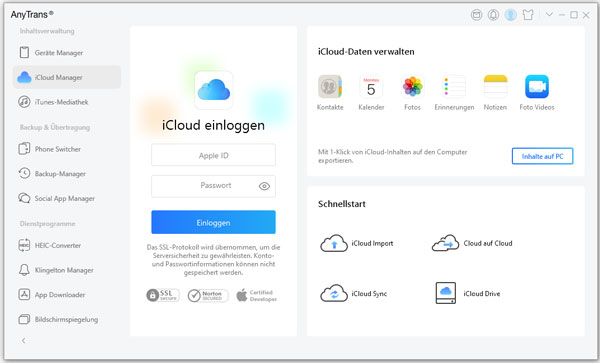 iCloud einloggen