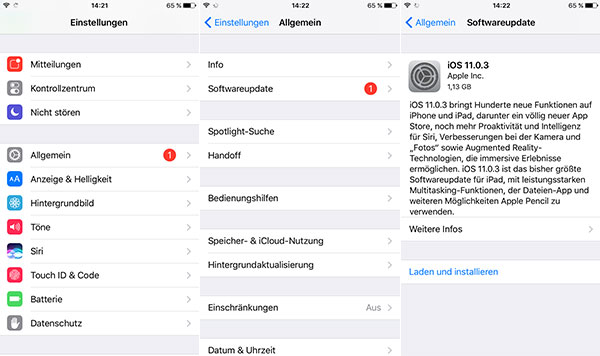 Auf iOS 11 aktualisieren