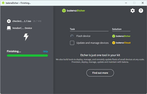 balanaEtcher flaschen abschließen