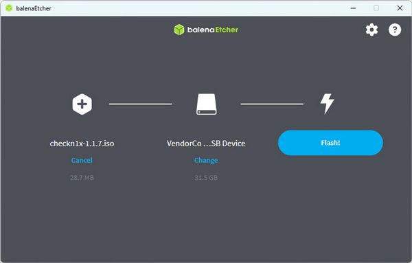 balanaEtcher flaschen starten