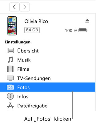 iPhone-Alben auf PC speichern durch iTunes