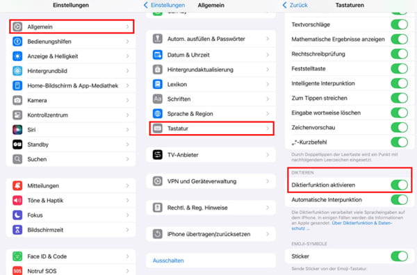 iPhone Diktierfunktion aktivieren