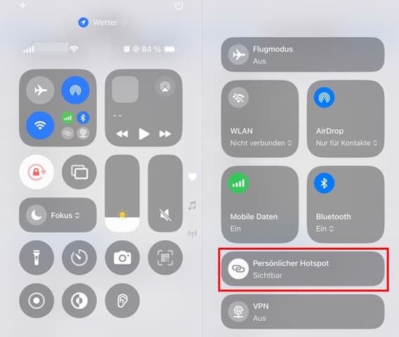 Phone Hotspot sichtbar machen