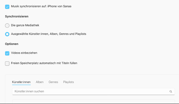 'iPhone-Musik mit Apple Musik auf PC übertragen
