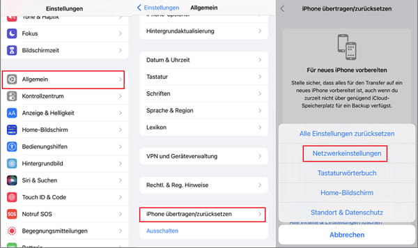 iPhone-Netzwerkeinstellungen zurücksetzen