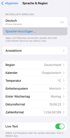 iPhone-Sprache hinzufügen