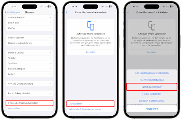 iPhone Tastatur zurücksetzen