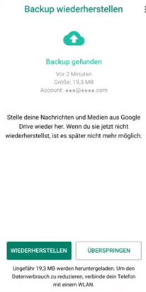iPhone Whatsapp-Chats aus Google Drive wiederherstellen