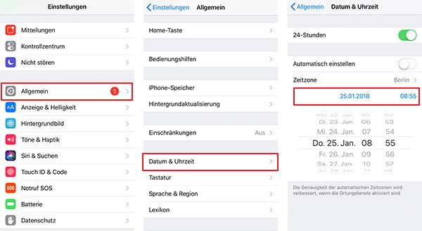 iPhone-Zeit einstellen