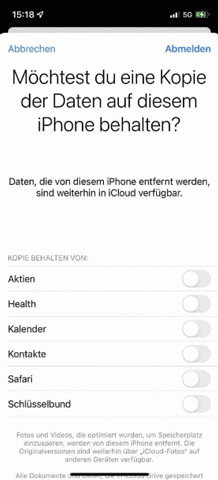 Kopie der iCloud-Daten behalten