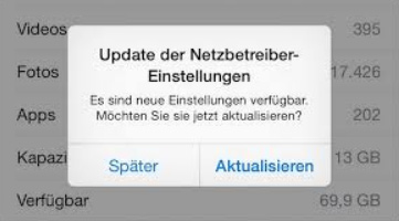 Netzbetreiber-Einstellungen aktualisieren