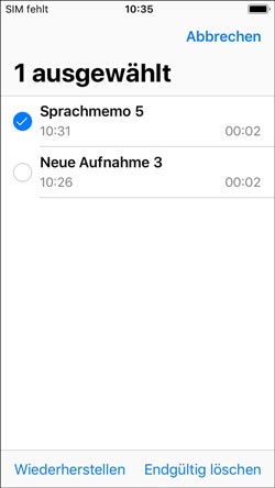 Sprachmemos auswählen