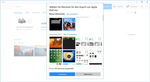 Videos von iPad auswählen
