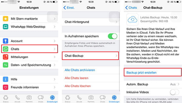 WhatsApp-Backup erstellen