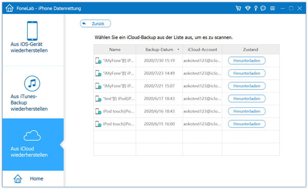 iCloud-Backup herunterladen